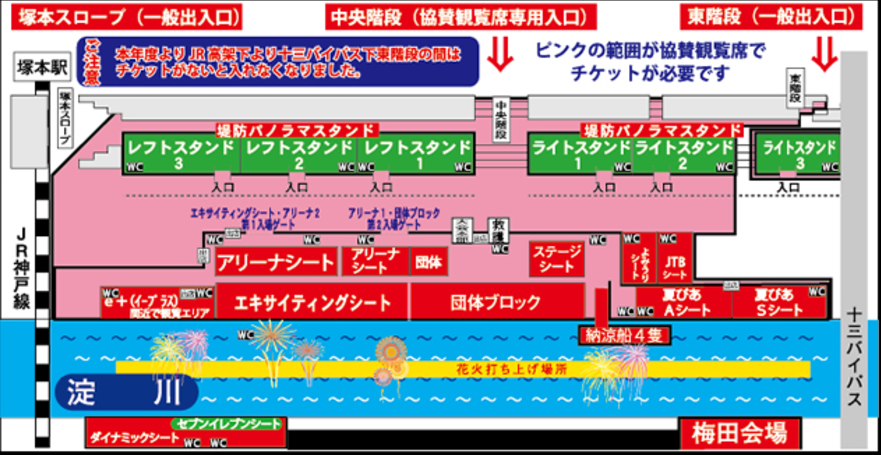 淀川花火大会 レフトスタンド1からの眺め | 大阪SEのメモブログ